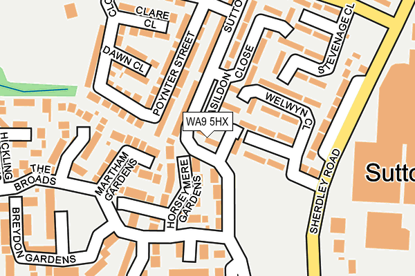 WA9 5HX map - OS OpenMap – Local (Ordnance Survey)