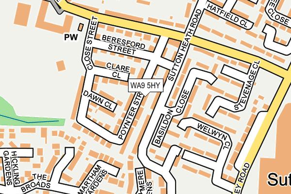WA9 5HY map - OS OpenMap – Local (Ordnance Survey)