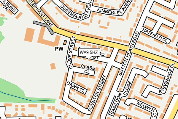 WA9 5HZ map - OS OpenMap – Local (Ordnance Survey)
