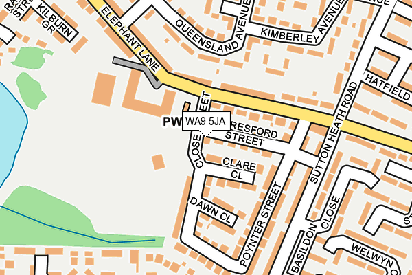 WA9 5JA map - OS OpenMap – Local (Ordnance Survey)