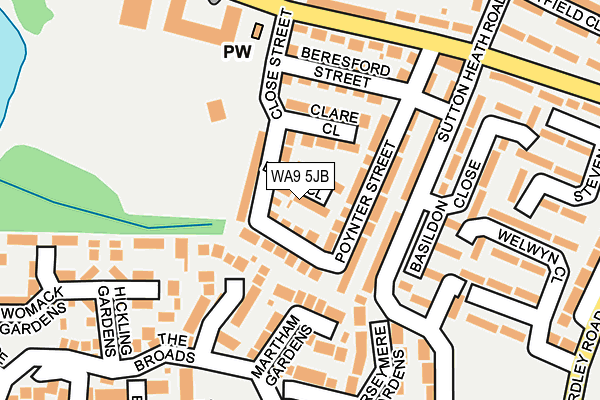 WA9 5JB map - OS OpenMap – Local (Ordnance Survey)