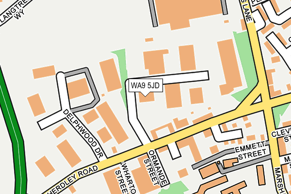 WA9 5JD map - OS OpenMap – Local (Ordnance Survey)