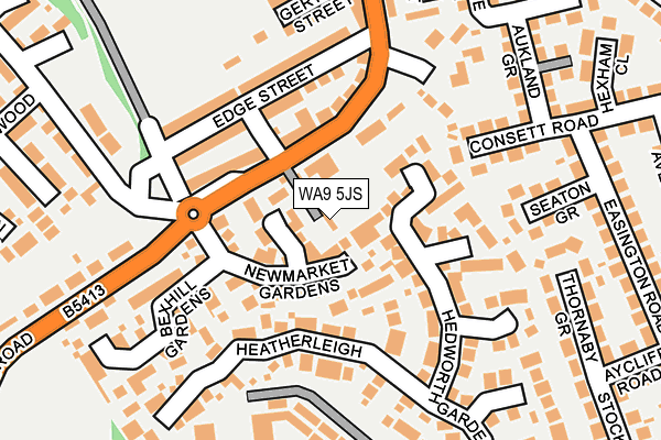 WA9 5JS map - OS OpenMap – Local (Ordnance Survey)