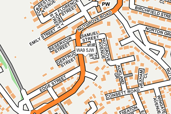 WA9 5JW map - OS OpenMap – Local (Ordnance Survey)