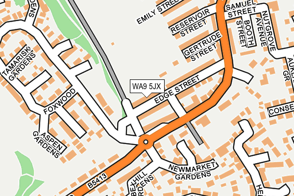 WA9 5JX map - OS OpenMap – Local (Ordnance Survey)