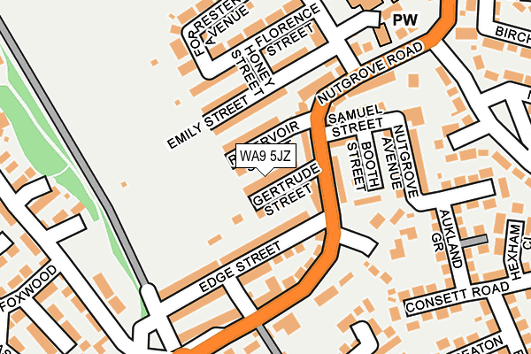 WA9 5JZ map - OS OpenMap – Local (Ordnance Survey)