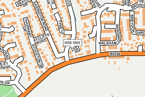 WA9 5NW map - OS OpenMap – Local (Ordnance Survey)