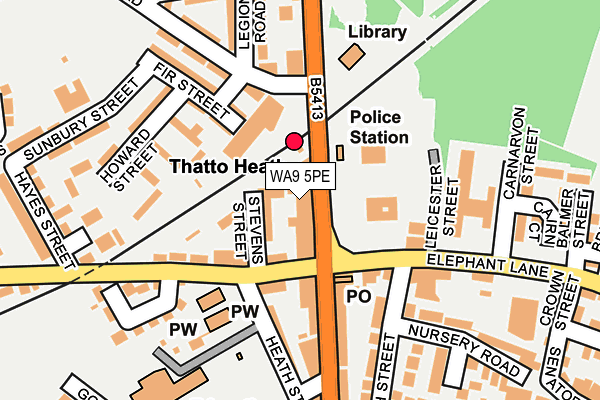 WA9 5PE map - OS OpenMap – Local (Ordnance Survey)