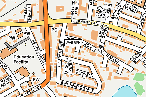 WA9 5PH map - OS OpenMap – Local (Ordnance Survey)