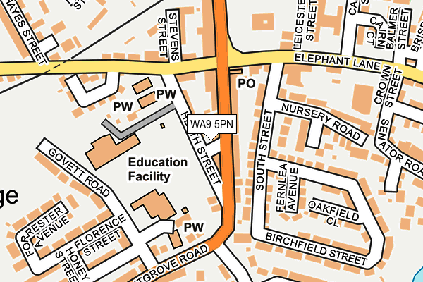 WA9 5PN map - OS OpenMap – Local (Ordnance Survey)