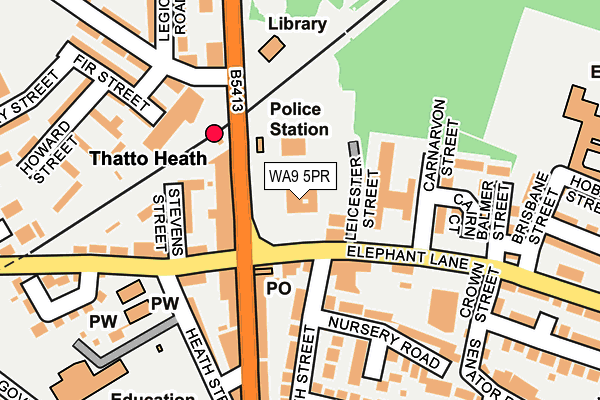WA9 5PR map - OS OpenMap – Local (Ordnance Survey)