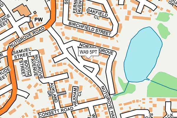 WA9 5PT map - OS OpenMap – Local (Ordnance Survey)