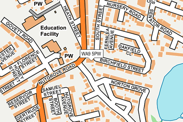 WA9 5PW map - OS OpenMap – Local (Ordnance Survey)