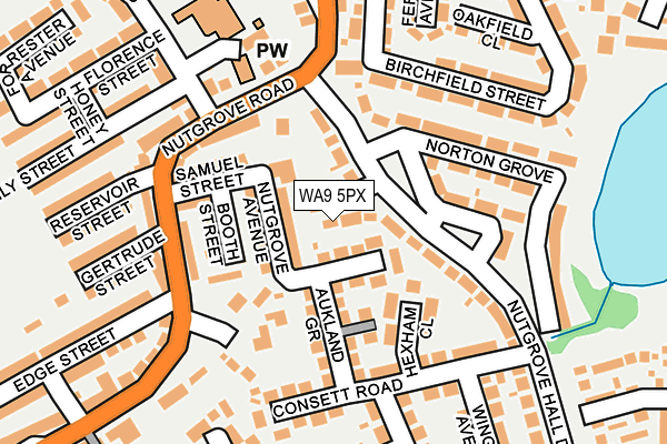 WA9 5PX map - OS OpenMap – Local (Ordnance Survey)