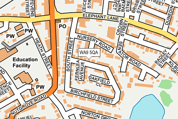 WA9 5QA map - OS OpenMap – Local (Ordnance Survey)