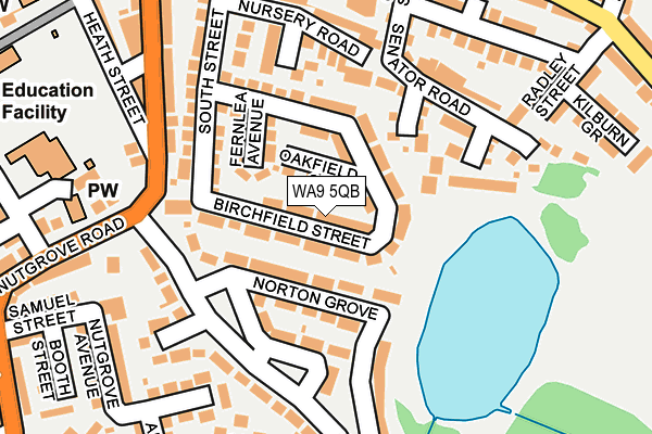 WA9 5QB map - OS OpenMap – Local (Ordnance Survey)