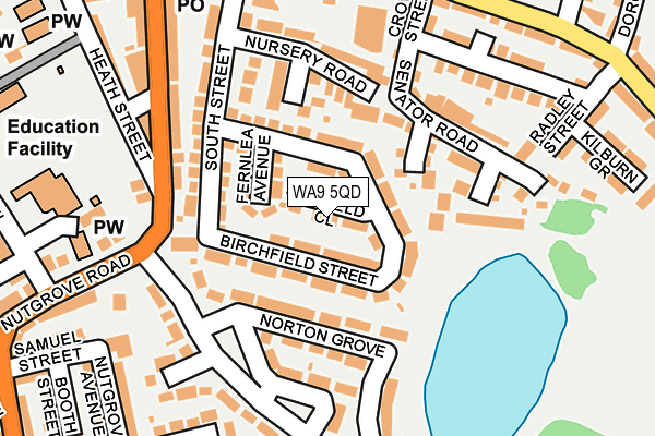 WA9 5QD map - OS OpenMap – Local (Ordnance Survey)