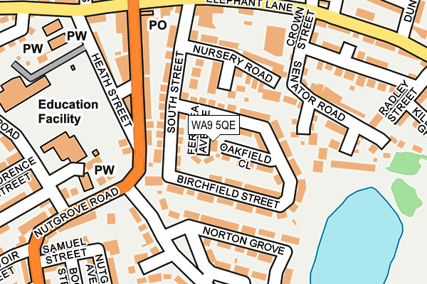 WA9 5QE map - OS OpenMap – Local (Ordnance Survey)