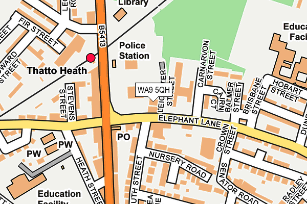 WA9 5QH map - OS OpenMap – Local (Ordnance Survey)