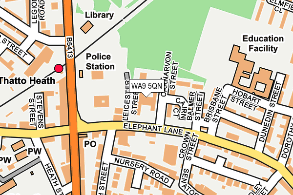 WA9 5QN map - OS OpenMap – Local (Ordnance Survey)