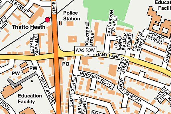WA9 5QW map - OS OpenMap – Local (Ordnance Survey)