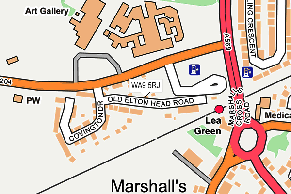 WA9 5RJ map - OS OpenMap – Local (Ordnance Survey)