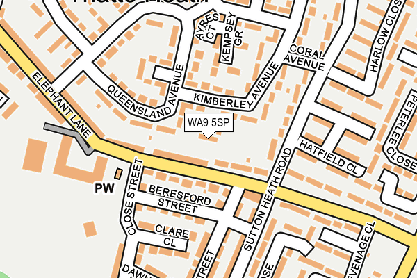 WA9 5SP map - OS OpenMap – Local (Ordnance Survey)