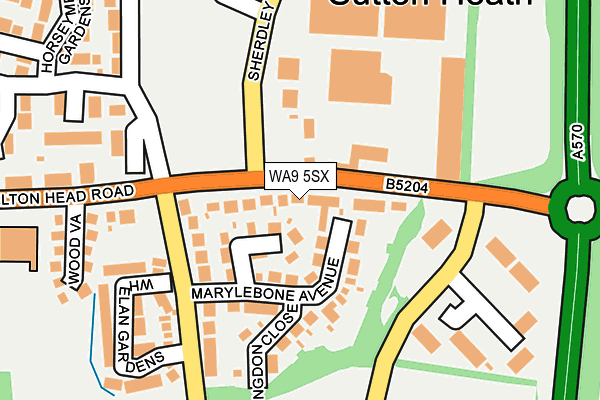 WA9 5SX map - OS OpenMap – Local (Ordnance Survey)