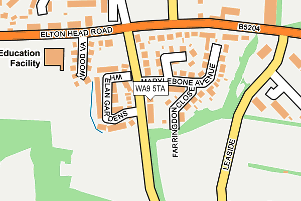 WA9 5TA map - OS OpenMap – Local (Ordnance Survey)