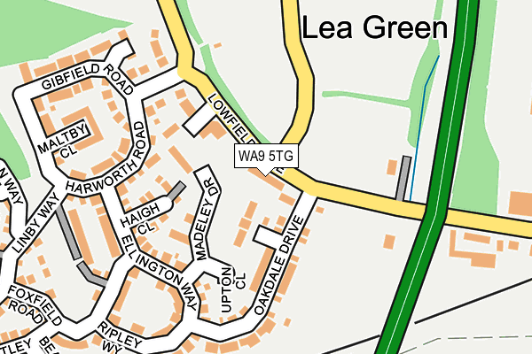 WA9 5TG map - OS OpenMap – Local (Ordnance Survey)