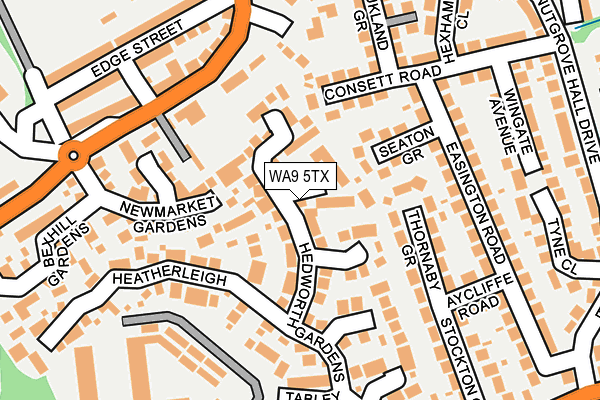 WA9 5TX map - OS OpenMap – Local (Ordnance Survey)