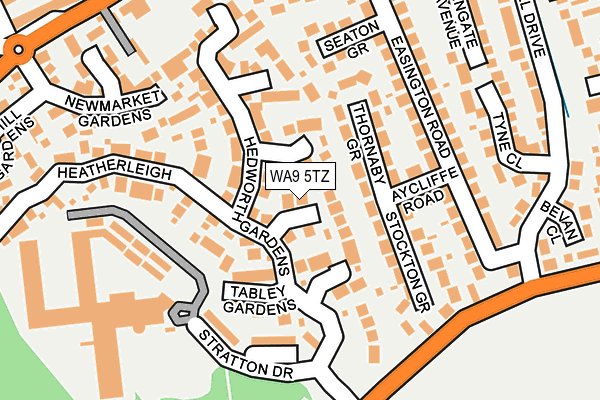 WA9 5TZ map - OS OpenMap – Local (Ordnance Survey)