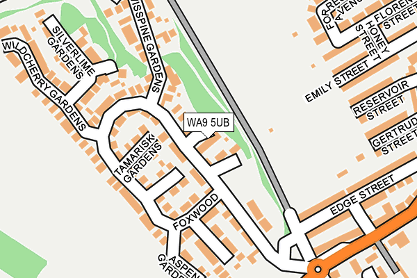 WA9 5UB map - OS OpenMap – Local (Ordnance Survey)