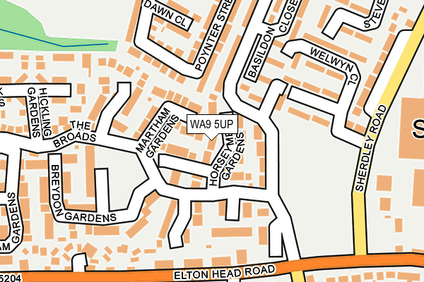 WA9 5UP map - OS OpenMap – Local (Ordnance Survey)