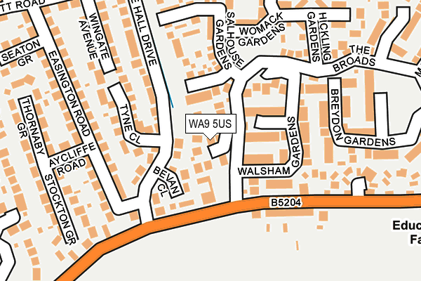 WA9 5US map - OS OpenMap – Local (Ordnance Survey)