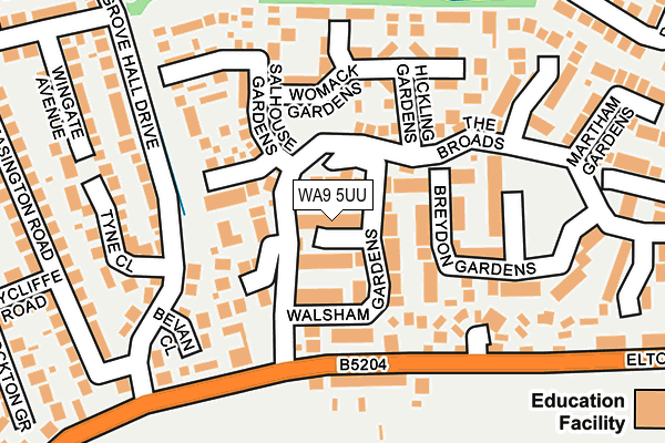 WA9 5UU map - OS OpenMap – Local (Ordnance Survey)