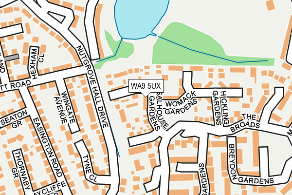 WA9 5UX map - OS OpenMap – Local (Ordnance Survey)