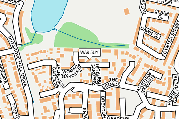 WA9 5UY map - OS OpenMap – Local (Ordnance Survey)