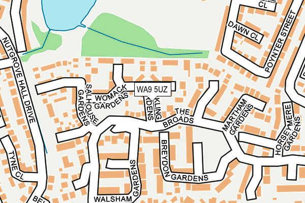 WA9 5UZ map - OS OpenMap – Local (Ordnance Survey)