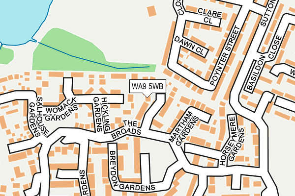 WA9 5WB map - OS OpenMap – Local (Ordnance Survey)