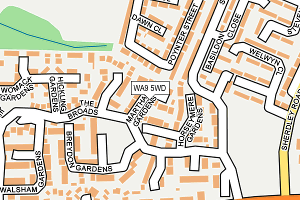 WA9 5WD map - OS OpenMap – Local (Ordnance Survey)