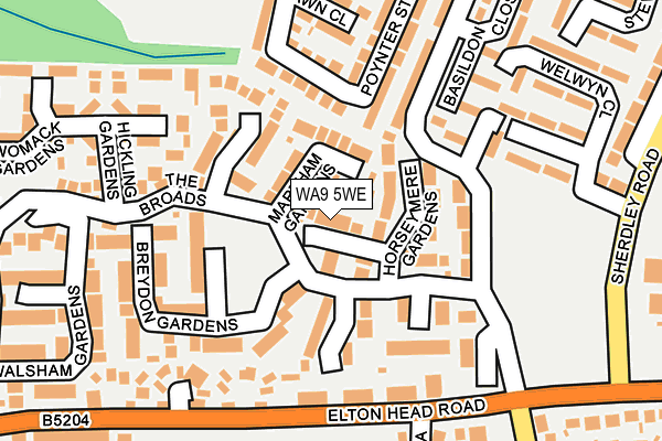 WA9 5WE map - OS OpenMap – Local (Ordnance Survey)