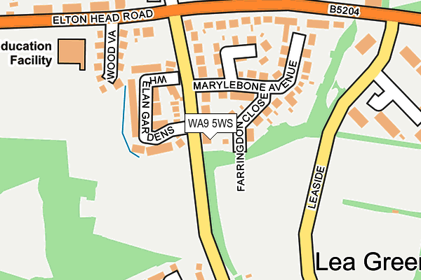 WA9 5WS map - OS OpenMap – Local (Ordnance Survey)