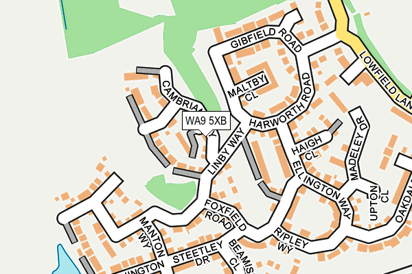 WA9 5XB map - OS OpenMap – Local (Ordnance Survey)