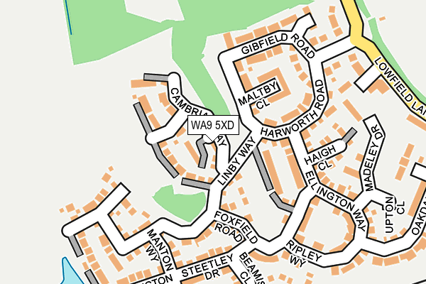 WA9 5XD map - OS OpenMap – Local (Ordnance Survey)