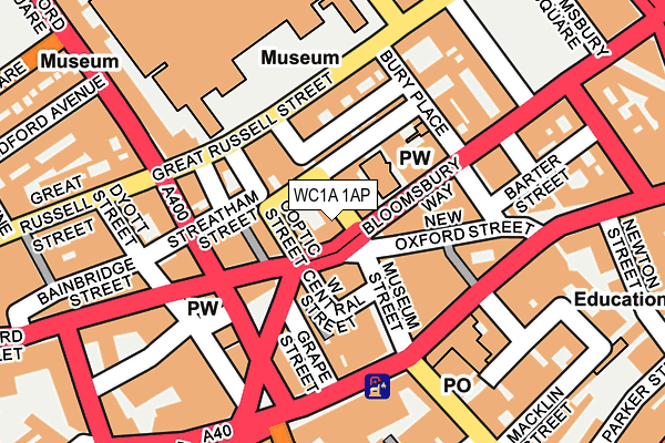 WC1A 1AP map - OS OpenMap – Local (Ordnance Survey)