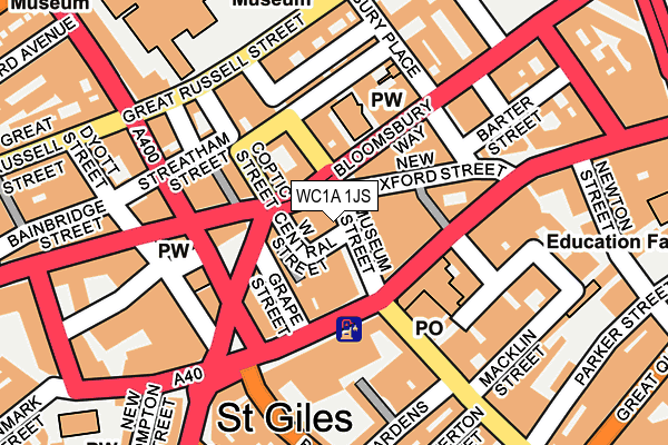 WC1A 1JS map - OS OpenMap – Local (Ordnance Survey)
