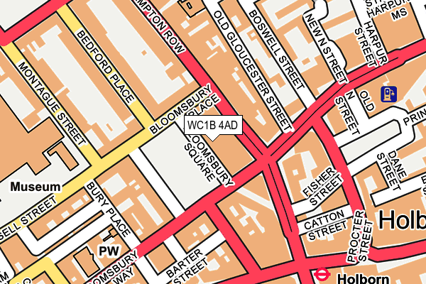 WC1B 4AD map - OS OpenMap – Local (Ordnance Survey)