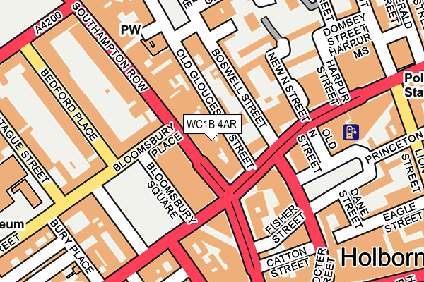 WC1B 4AR map - OS OpenMap – Local (Ordnance Survey)