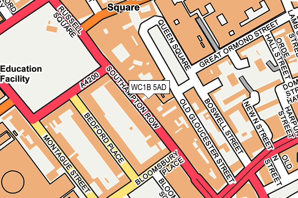 WC1B 5AD map - OS OpenMap – Local (Ordnance Survey)